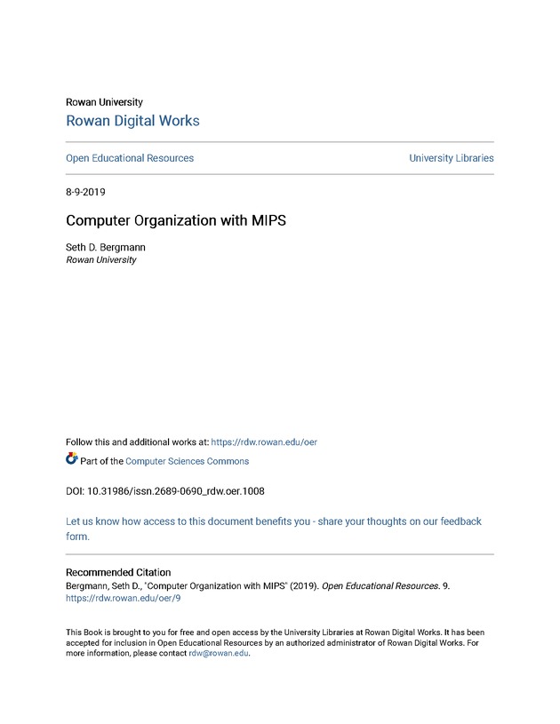 Computer Organization with MIPS - Cover 1